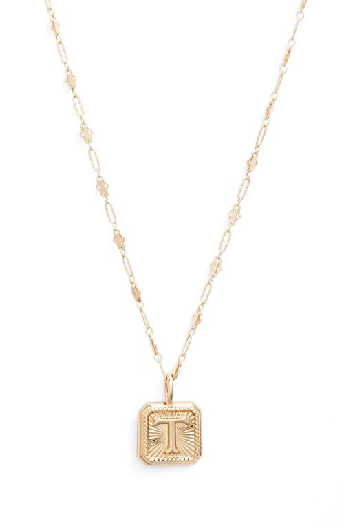 Harlow Initial Pendant Necklace in Gold - T
