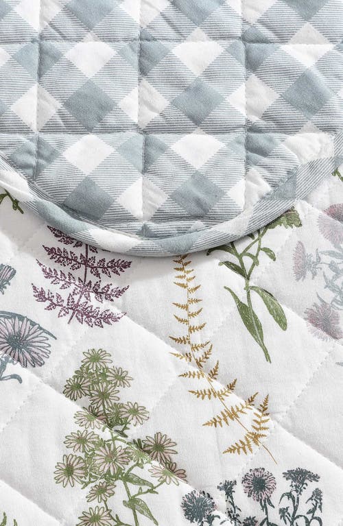 Eddie Bauer Flower Field Cotton Quilt 3-piece Set In White/grey/green