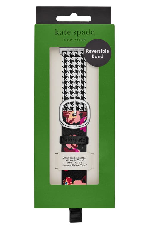 Shop Kate Spade New York Floral Leather Reversible 20mm Apple Watch® Watchband In Black Multi