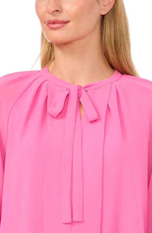 Shop Cece Tie Neck Georgette Top In Freeisa Pink