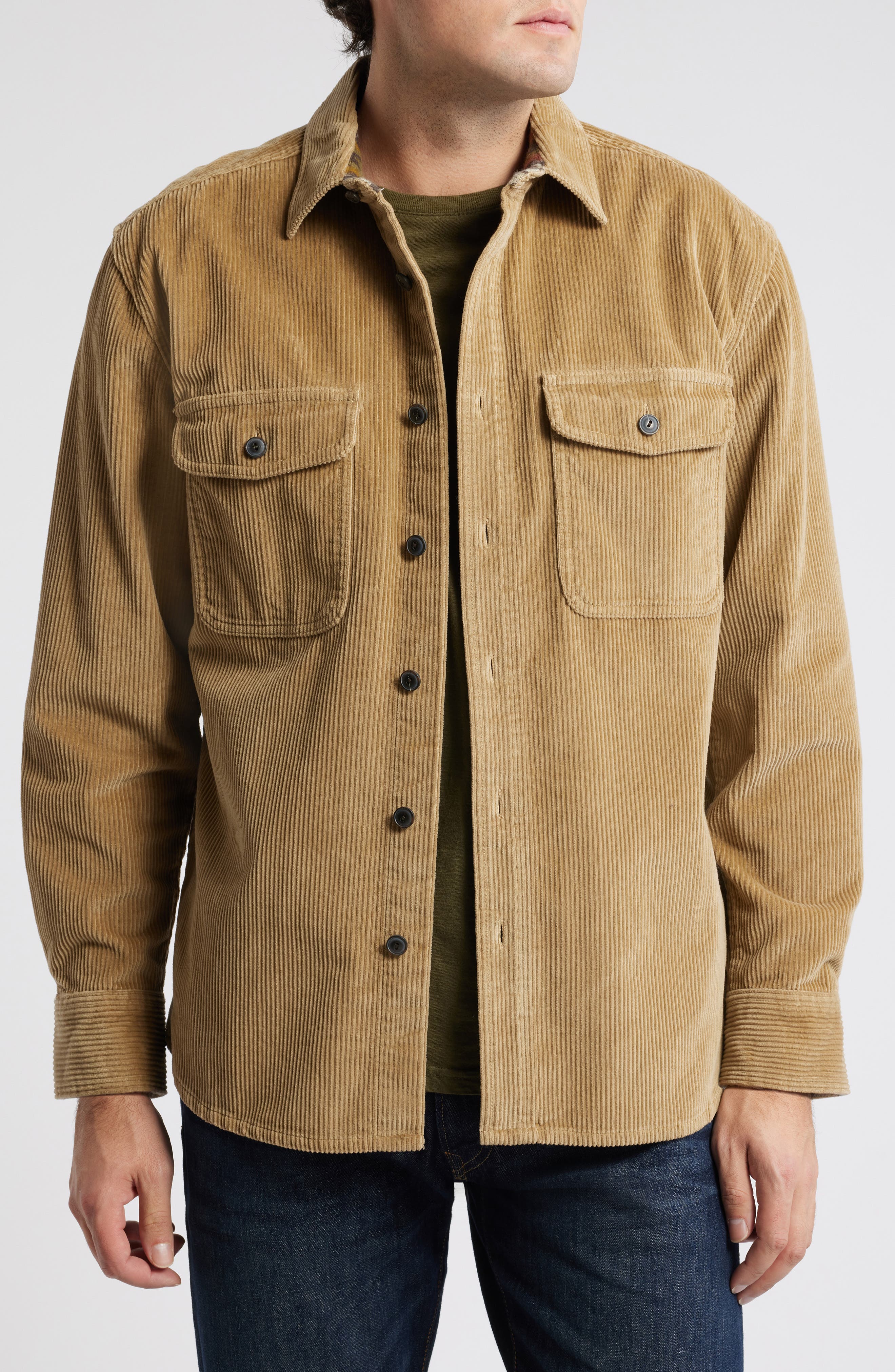Pendleton Belmont Cotton Corduroy Overshirt in Khaki 