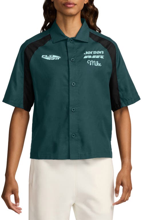 Jordan Embroidered Short Sleeve Workwear Button-Up Shirt in Oxidized Green/Black 