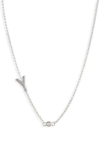 Meshmerise Bezel Diamond Initial Chain Necklace In White-y