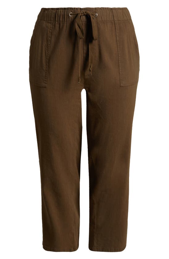 Shop Kut From The Kloth Rosalie Drawstring Ankle Linen Blend Pants In Dark Olive