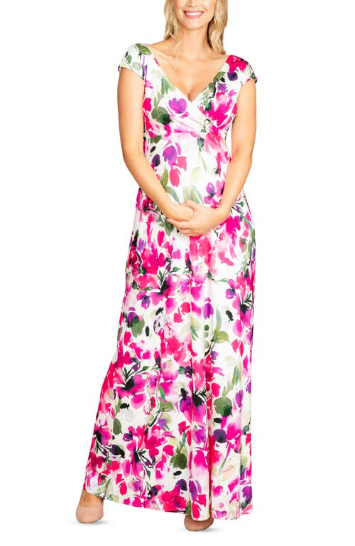 Alana Maternity Maxi Dress in Fuchsia Florals