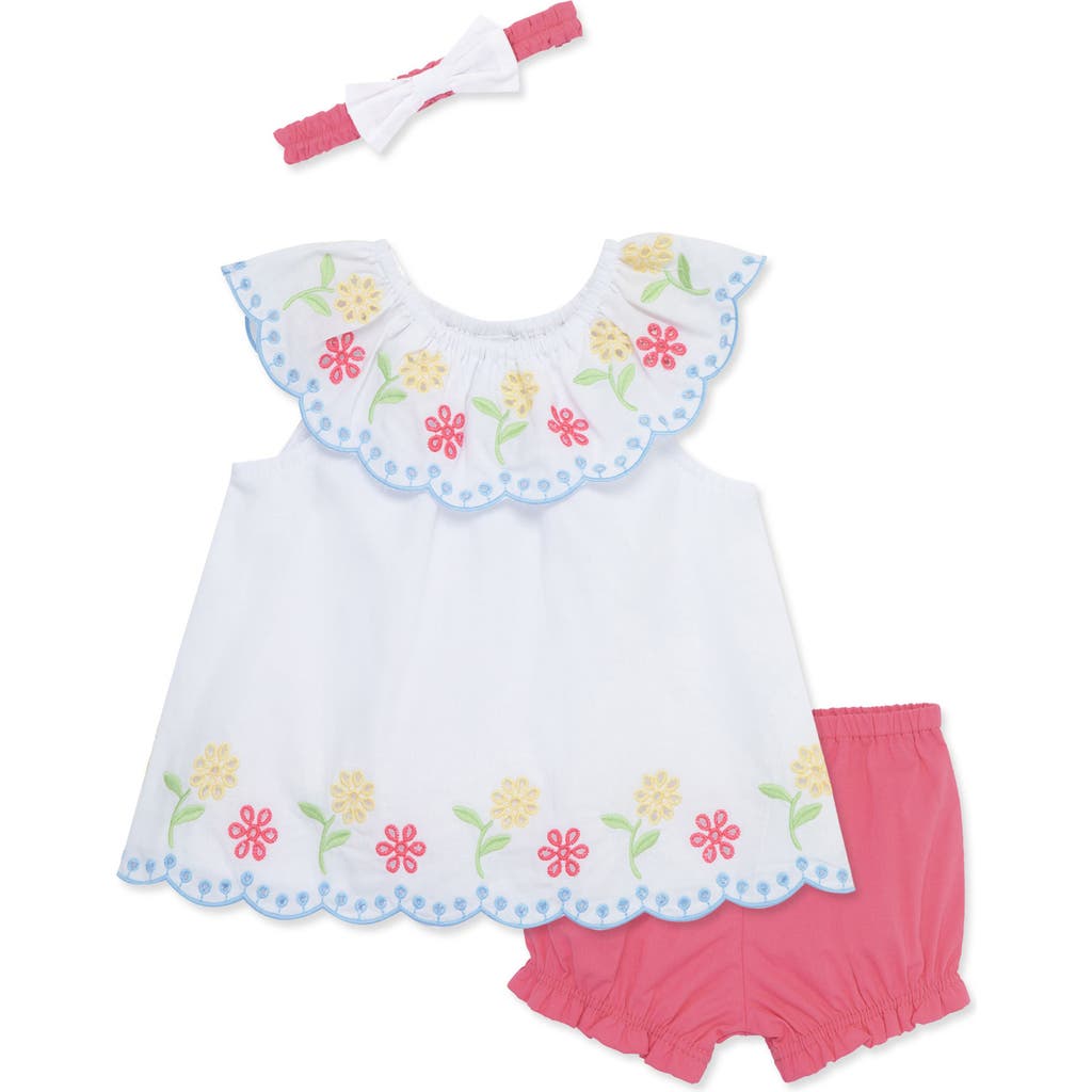 Little Me Top, Shorts & Headband Set In Pink