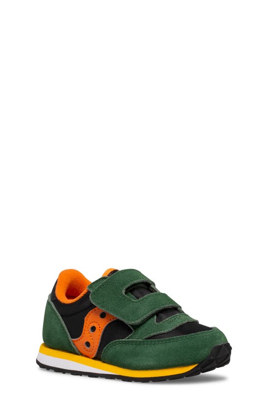 Saucony Kids' Jazz Hook & Loop Sneaker In Green/ Black/ Orange 