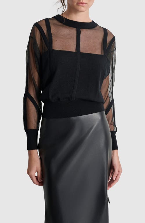 Shop Dkny Seam Detail Sheer Sweater In Black