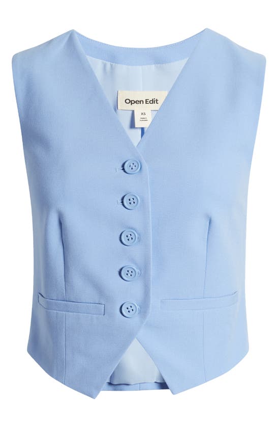 Open Edit Waistcoat Vest In Blue Hydrangea