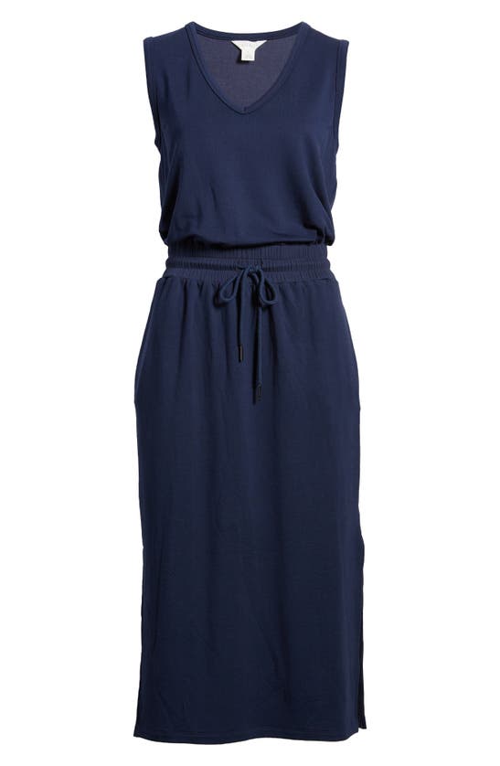 Shop Caslon (r) V-neck Knit Midi Dress In Navy Blazer