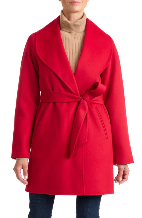 Shop Sofia Cashmere Double Face Wool Blend Wrap Coat In Red