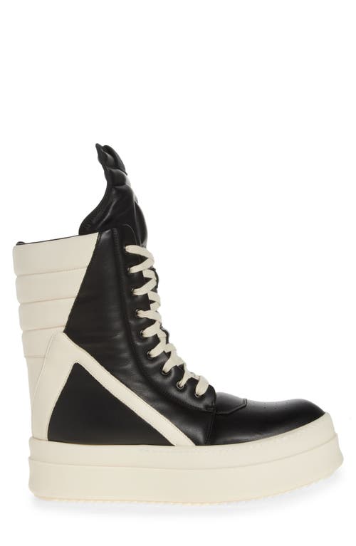 Shop Rick Owens Geobasket Mega Bumper High Top Sneaker In Black/milk/milk