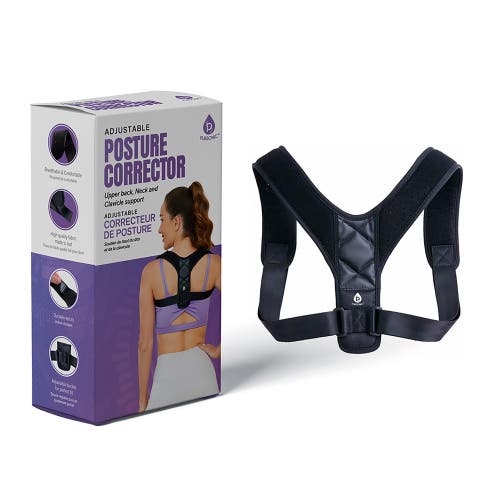 Shop Pursonic Adjustable Posture Corrector Upper Back, Neck And Clavicle Support In Black