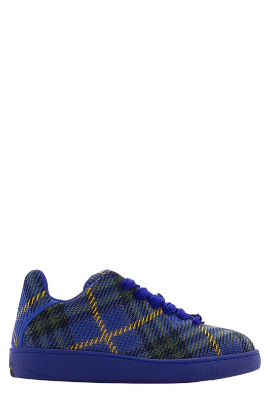 Shop Burberry Check Knit Box Sneaker In Bright Navy Ip Chk