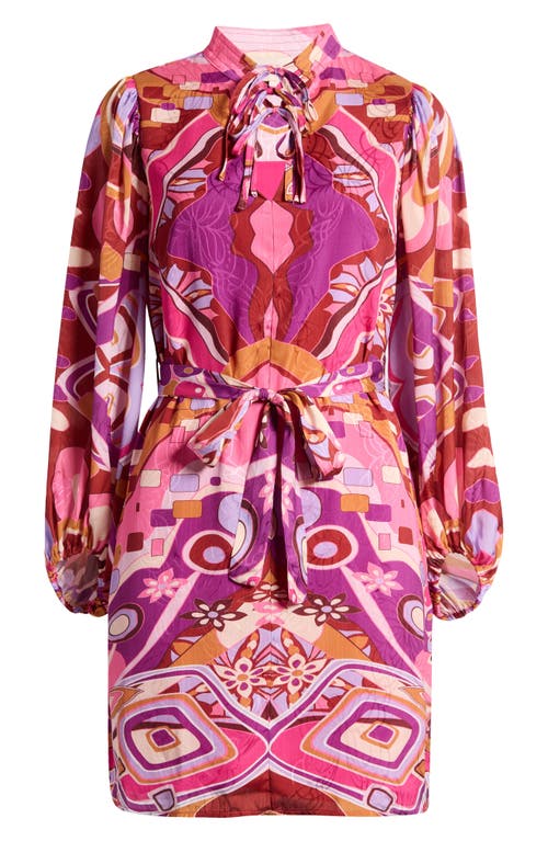 Shop Ciebon Renesmee Print Long Sleeve Dress In Pink Multi