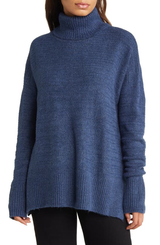Shop Vince Camuto Textured Turtleneck Sweater In Steel Blue