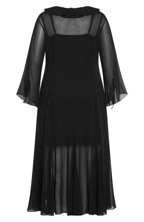 Shop City Chic Vamp Ruffle Long Sleeve Maxi Dress In Black