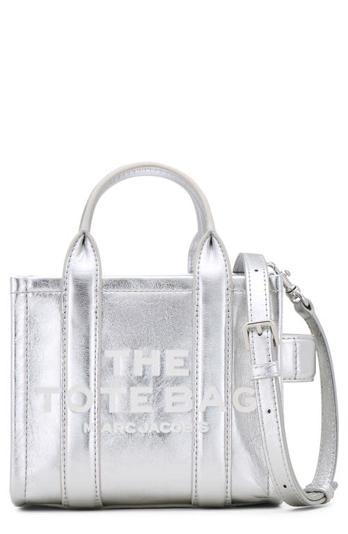 Shop Marc Jacobs The Crossbody Metallic Leather Tote In Metallic Silver