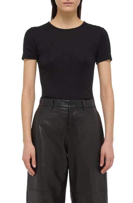 Shop Helmut Lang Shrunken Cotton Modal Top In Black