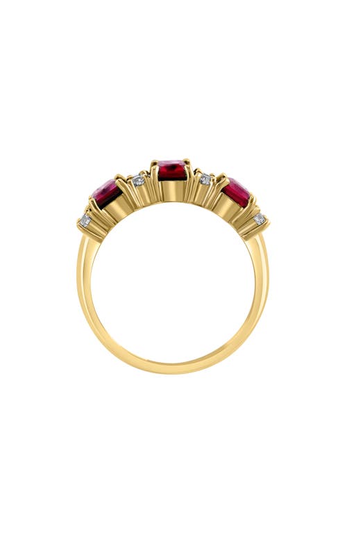 Effy 14k Yellow Gold Lab-created Semiprecious Stone & Diamond Ring In Red