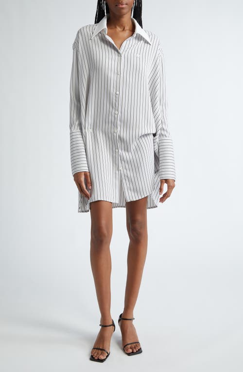 Courrèges Twist Stripe Long Sleeve Mini Shirtdress In Mist