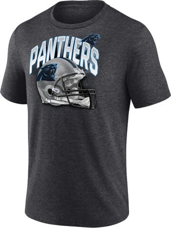 Fanatics Branded Men's Big and Tall Charcoal, Heathered Gray Carolina Panthers Two-Stripe Tri-Blend Raglan T-Shirt - Charcoal, Heathered Gray