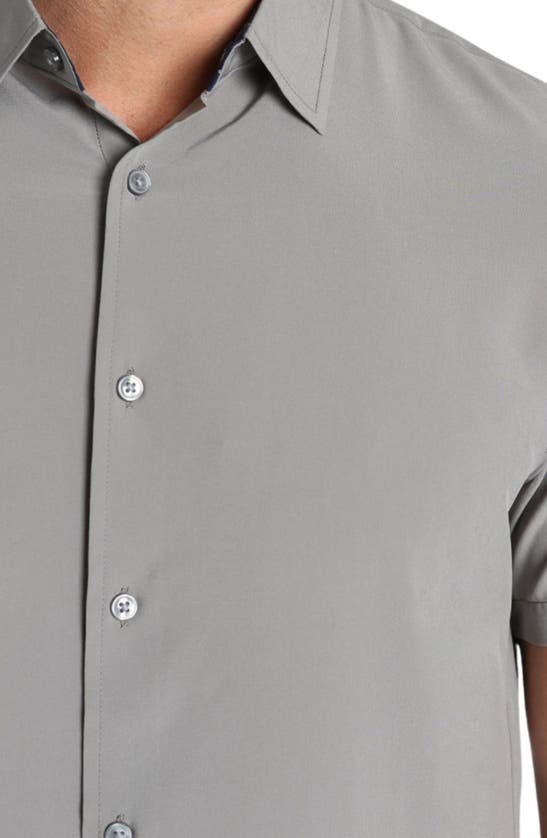 Shop Jachs Gravity Short Sleeve Button-up Shirt In Light Grey
