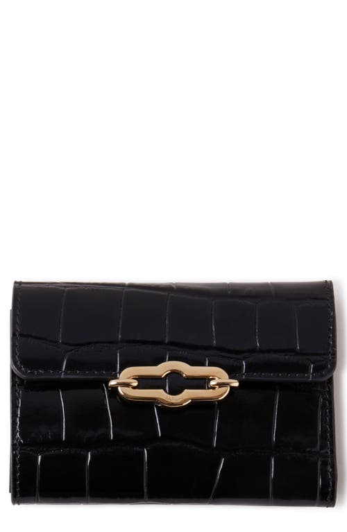 Mulberry Pimlico Croc Embossed Leather Compact Wallet in Black 