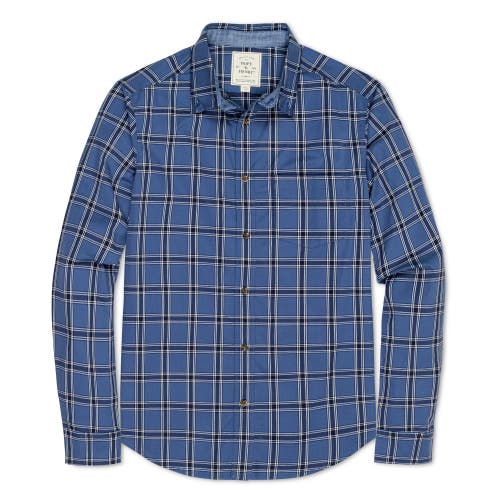 Shop Hope & Henry Organic Stretch Poplin Shirt In Dark Blue Homeroom Plaid