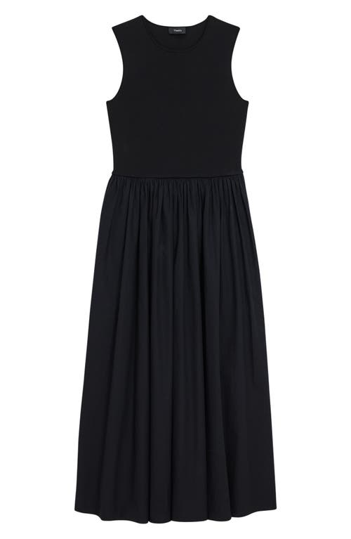 Shop Theory Mixed Media Sleeveless Midi Dress In Black - 001