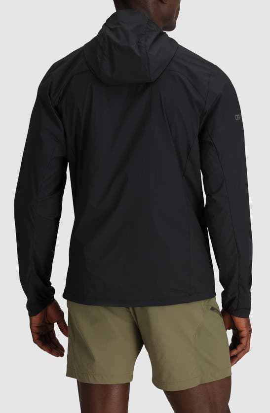 Shop Outdoor Research Shadow Wind Zip-up Hoodie In Black