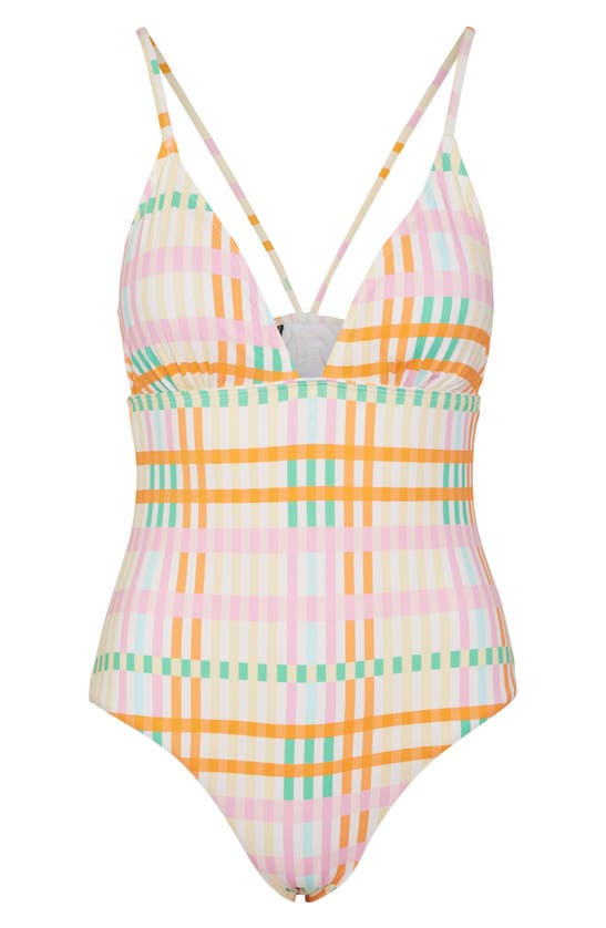 Vero Moda Dea Print One-piece Swimsuit In Snow White Aop Chima