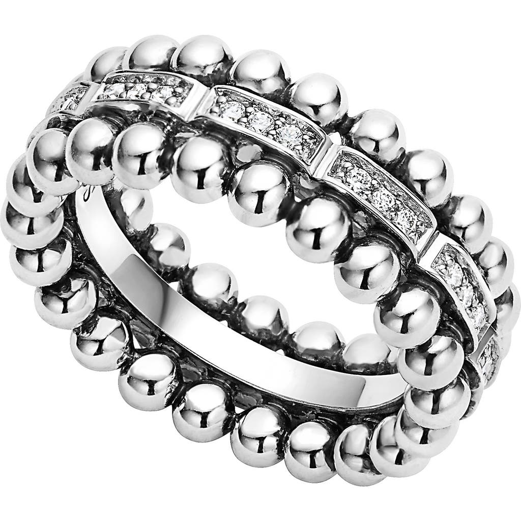 Lagos Caviar Spark Diamond Band Ring In Silver/diamond