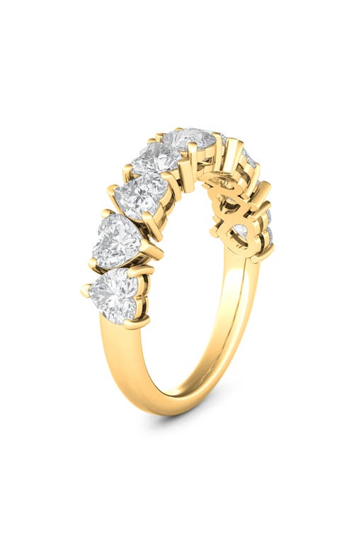 Hautecarat Alternating Hearts Lab Created Diamond Half Eternity Ring In Yellow Gold