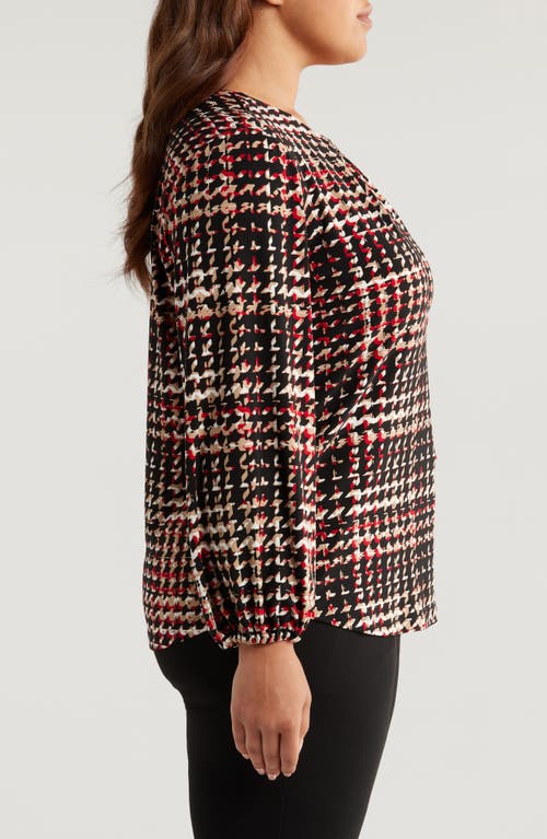 Anne Klein Chain Strap Houndstooth Top In Anne Black Multi