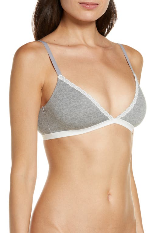 Shop Skarlett Blue Adorned Cotton Blend Bralette In Heather Grey/ivory