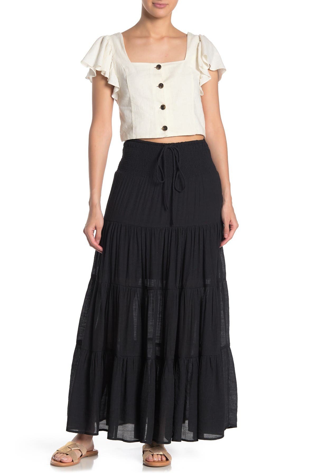 next tiered maxi skirt