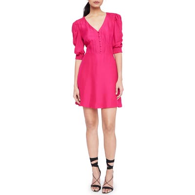 Parker Lottie Front Button Silk Blend Minidress, Pink