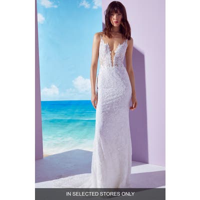 Ines By Ines Di Santo Kendall Embroidered Column Gown, Size - Ivory