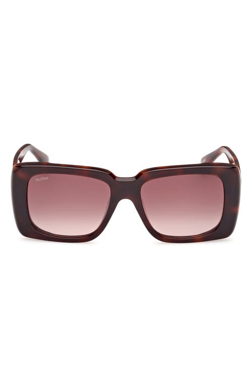 Shop Max Mara 53mm Rectangular Sunglasses In Dark Havana/brown