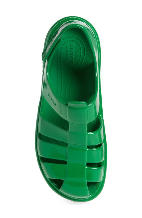 Shop Crocs Stompy High Shine Water Resistant Platform Fisherman Sandal In Green Ivy