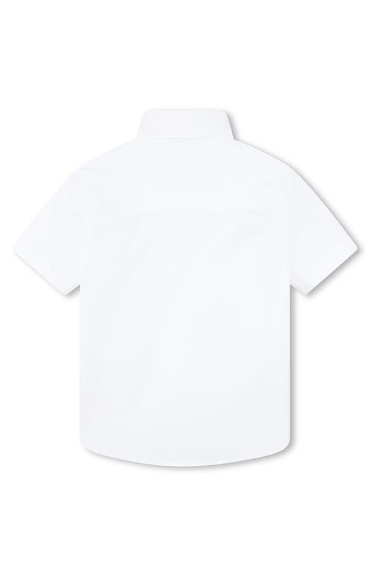 Shop Bosswear Kids' Solid Short Sleeve Cotton Button-up Shirt In 10p-white