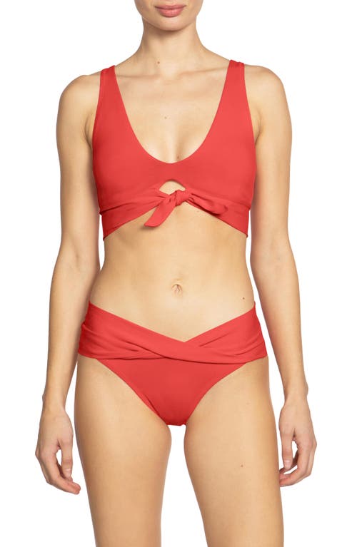 Shop Robin Piccone Ava Twist Hipster Bikini Bottoms In Guava