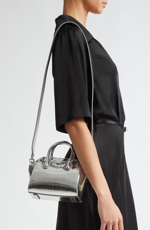 Shop Givenchy Toy Antigona Leather Satchel In Light Silvery