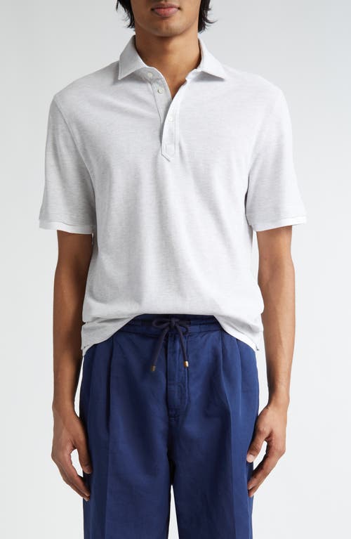 Shop Brunello Cucinelli Cotton Piqué Polo In Perla/bianco