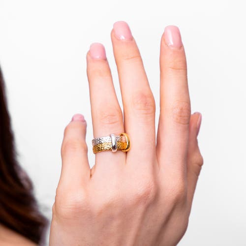 Lucy Quartermaine Multi Finish Double Hula Joined Ring In Sterling Silver