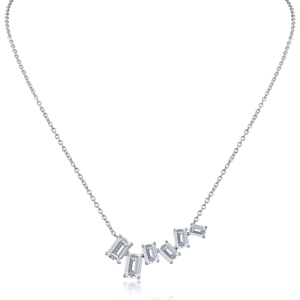 Kenneth Jay Lane Scatter Emerald Cubic Zirconia Necklace In Clear/silver