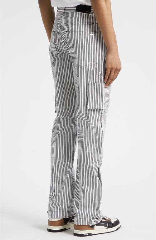 Shop Amiri Motors Stripe Cotton Carpenter Pants In Black/white