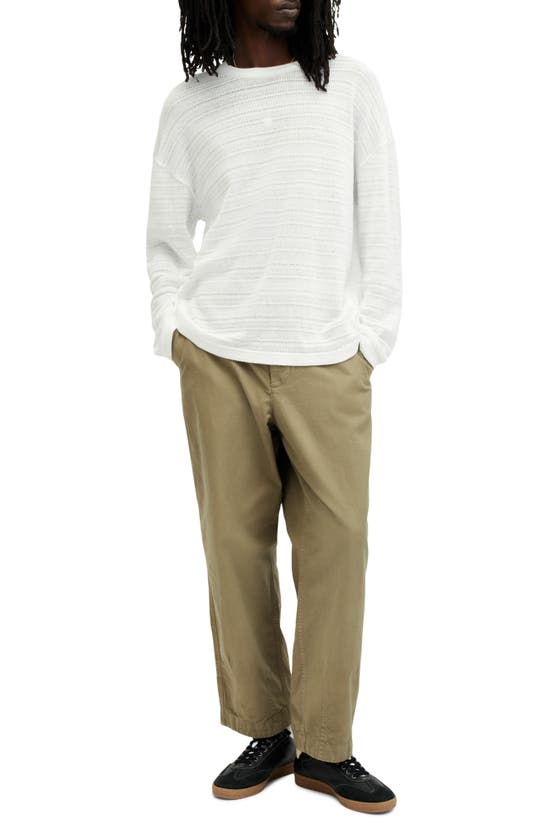 Shop Allsaints Drax Knit Stripe Cotton Sweater In Optic White