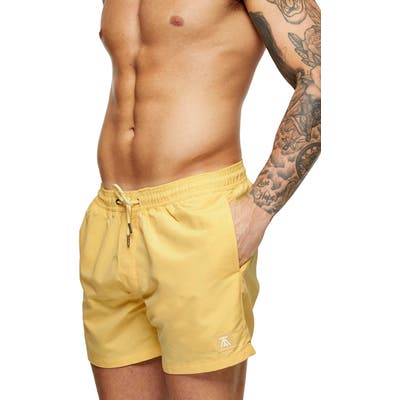 Topman Hester Solid Swim Trunks, Yellow